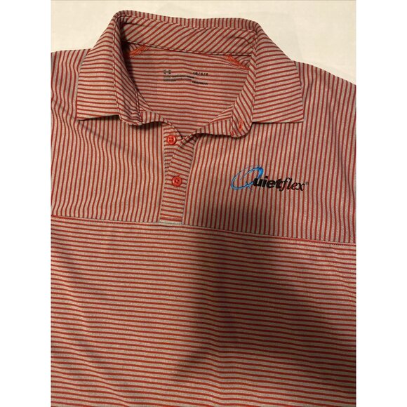 Under Armour Heat Gear Mens Polo Golf Shirt Loose Fit Short Sleeves Large Stripe - Picture 2 of 12